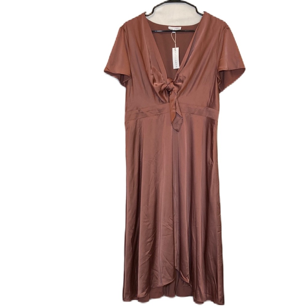 Baltic Born Poppy Satin Rosy Brown Formal Midi Dress XXL XXXL
